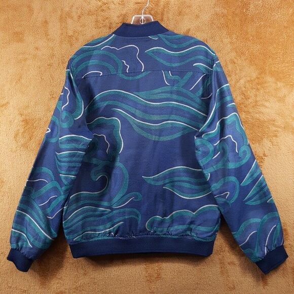 SCOTCH & SODA Bomber Jacket Mens Medium Blue Green Lightweight Jacquard $268 - Picture 7 of 10